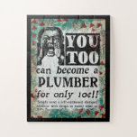 Puzzle Plomber - Funky Vintage Retro<br><div class="desc">Publicité vintage en plombs turquoise,  aqua,  rouge et noir. Arty,  drôle,  coloré et amusant,  il fait un grand cadeau et apportera sûrement des sourires et des rires au destinataire.</div>