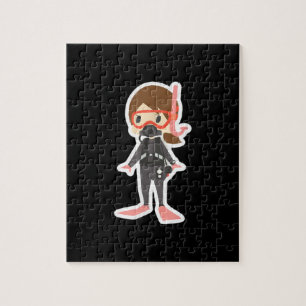 Puzzle Plongée J'Aime Snorkeling nage fille enfants