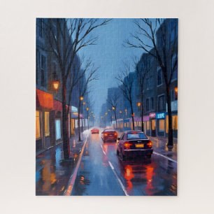 Puzzle Pluie à Boston Rue du centre-ville Massachusetts