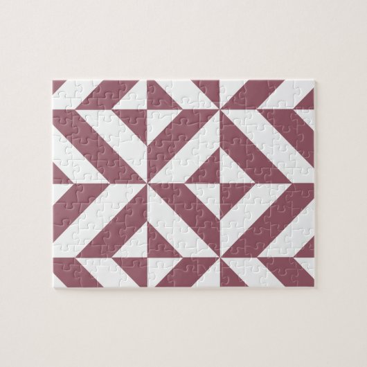 Puzzle Plum Geometric Deco Cube Pattern (Horizontal)