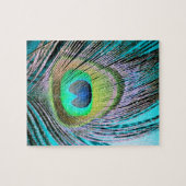 Puzzle Plume de paon sur Turquoise (Horizontal)