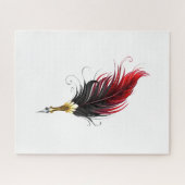 Puzzle Plume rouge avec pointe en or (Horizontal)