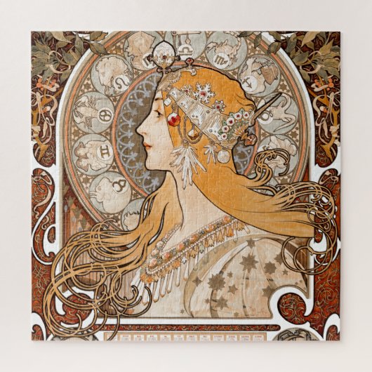 Puzzle Plume Zodiac Woman par Alphonse Mucha - Art Nouvea (Vertical)