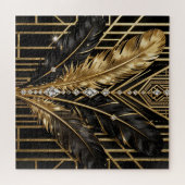 Puzzle Plumes Art Déco noir or (Horizontal)