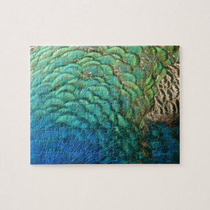 Puzzle Plumes de paon I Design de nature abstrait coloré