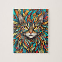 Plumes multicolores Chat 737