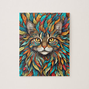 Puzzle Plumes multicolores Chat 737