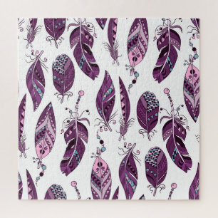 Puzzle Plumes violettes : Vintage Ornementale sans joint.