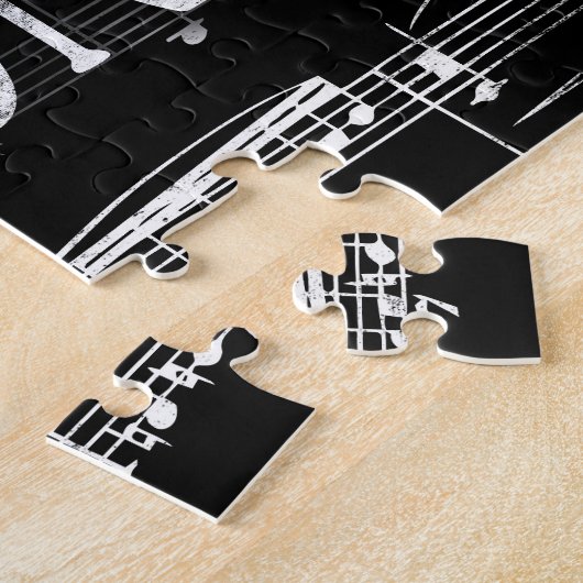 Puzzle Plus Trombone Chalkboard - Black White Music (Côté)