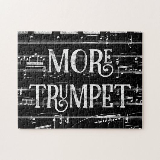 Puzzle Plus Trumpet Chalkboard - Black White Music (Horizontal)
