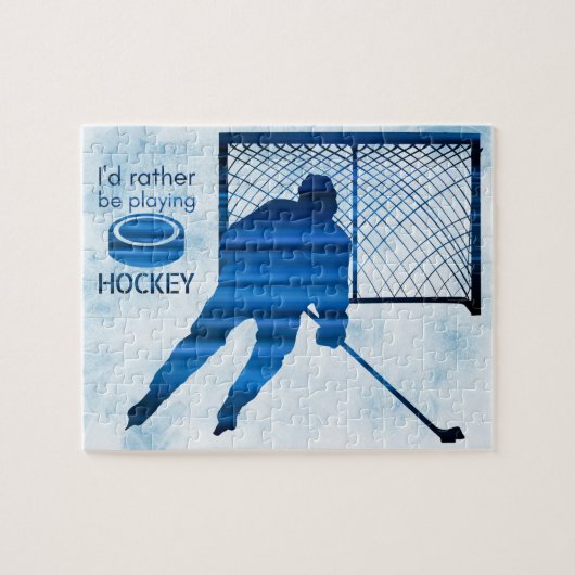 Puzzle Plutôt jouer - joueur de hockey bleu (Horizontal)