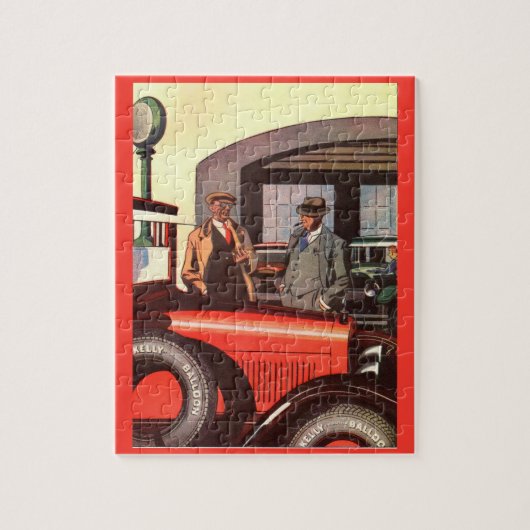 Puzzle Pneu Kelly-Springfield 1927 et deux hommes avec ci (Vertical)