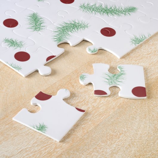 Puzzle Pneuka mignonne point sapin de Noël Rouge Vert mot (Côté)