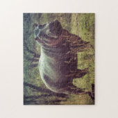 Puzzle Poing hippo debout à la caméra en Afrique Foliage (Vertical)