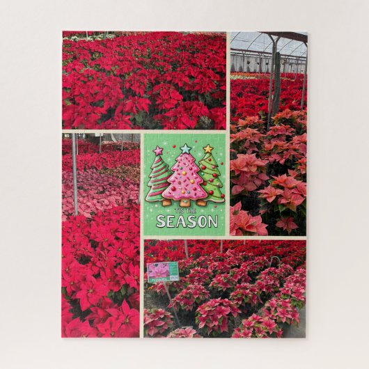 Puzzle Poinsettia and Photo Template Christmas Holiday (Vertical)