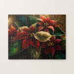Puzzle Poinsettias de Noël<br><div class="desc">De magnifiques poinsettias rouges et or de Noël puzzle vont défier toute la famille.</div>