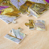 Puzzle Poinsettias de Noël blanc or violet rose (Côté)