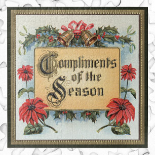Puzzle Poinsettias de Noël vintage dans un cadre orné