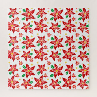 Puzzle Poinsettias Rouges de Fête et Fleurs Florales de N