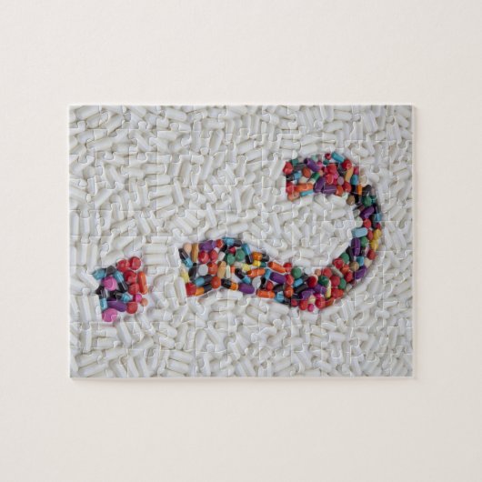 Puzzle Point d'interrogation des pilules sur la pilule bl (Horizontal)