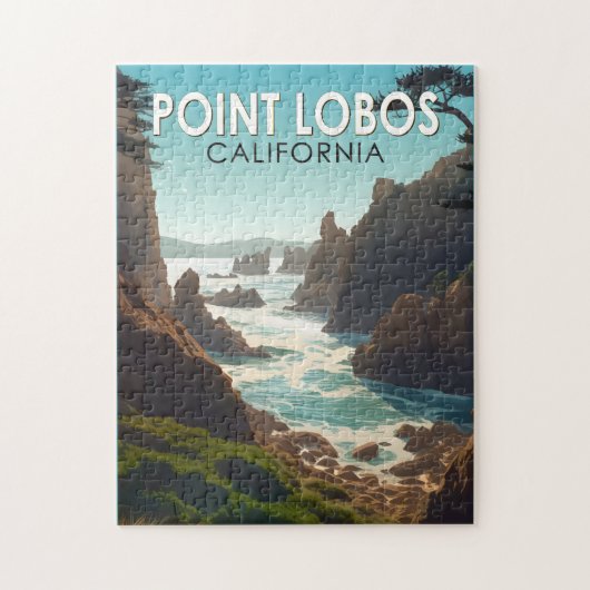 Puzzle Point Lobos California Travel Art Vintage (Vertical)