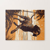 Puzzle Pointeur à cheveux courts allemand à la plage (Horizontal)