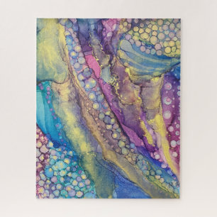 Puzzle Points colorés Encre d'alcool Liquide Art Abstrait