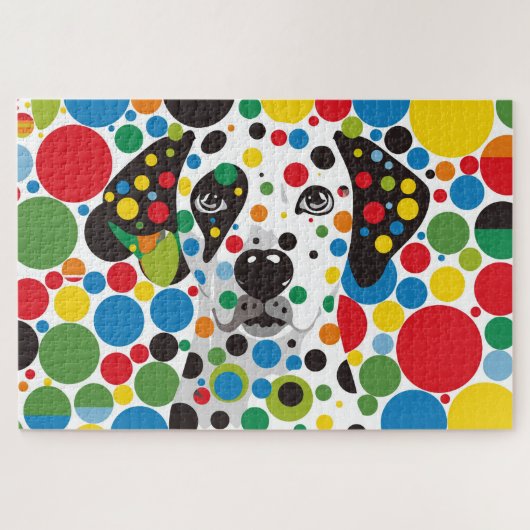 Puzzle Points Colorés et Chien Dalmatien (Horizontal)