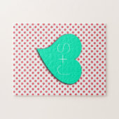 Puzzle Points de polka rose corail - Monogramme par Shirl (Horizontal)