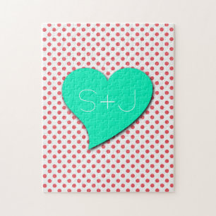 Puzzle Points de polka rose corail - Monogramme par Shirl