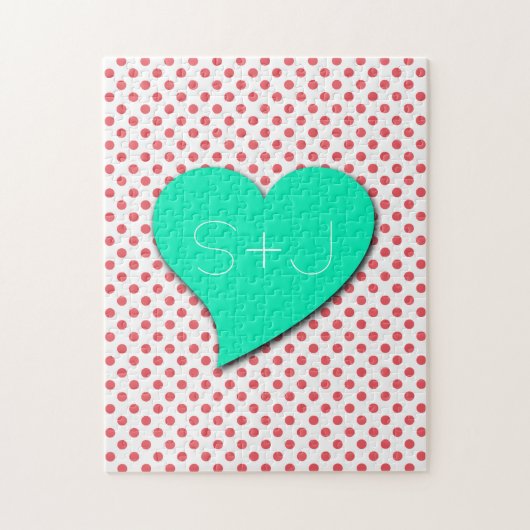 Puzzle Points de polka rose corail - Monogramme par Shirl (Vertical)