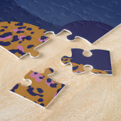 Puzzle Points léopard : Élégance Bleu Foncé. (Côté)
