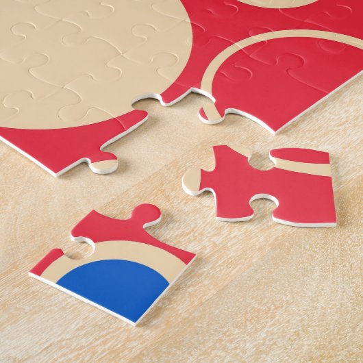 Puzzle Points Rouge Et Bleu Sur Rouge (Côté)