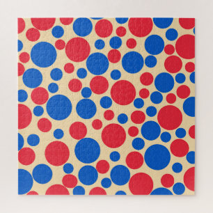 Puzzle Points Rouge Et Bleu Sur Tan