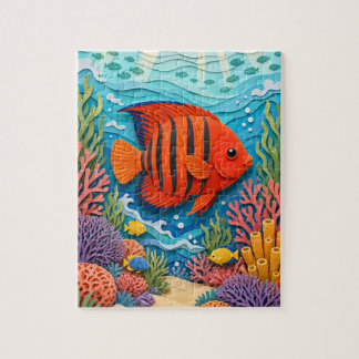 Puzzle Poisson-ange à Flamme en Papier Découpé Récif de C