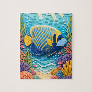 Puzzle Poisson-ange Empereur à Découpe de Papier Corail R