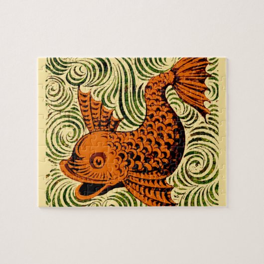 Puzzle Poisson Antique Carrelage Ancien art (Horizontal)