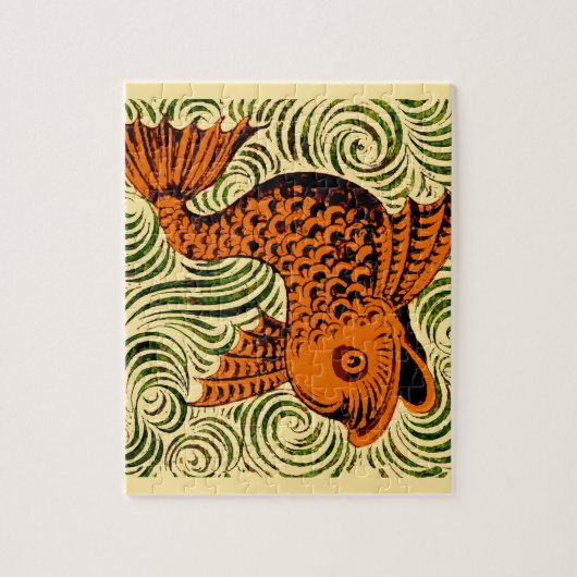 Puzzle Poisson Antique Carrelage Ancien art (Vertical)