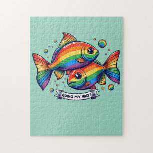 Puzzle poisson arc-en-ciel gai LGBTQ