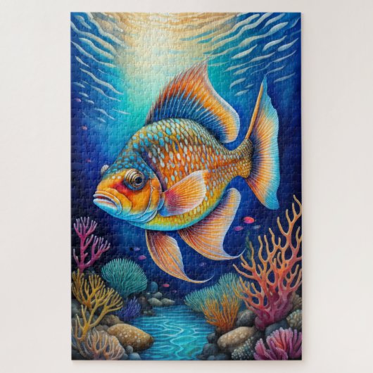 Puzzle Poisson de calcaire coloré (Vertical)