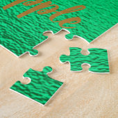 Puzzle Poisson doré sur feuille verte monogramme | (Côté)