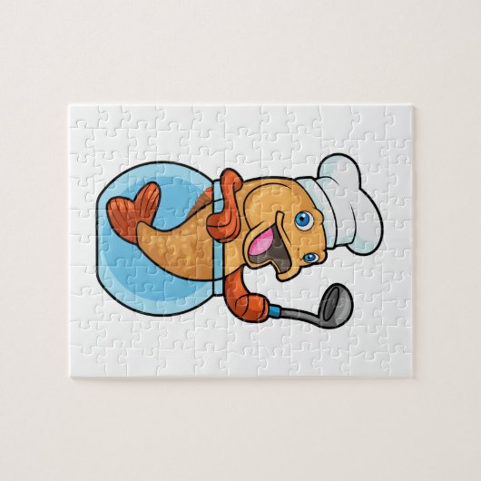 Puzzle Poisson en verre comme cuire avec cuillère à soupe (Horizontal)