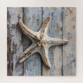 Puzzle Poisson étoilé rustique sur bois Patiné (Horizontal)