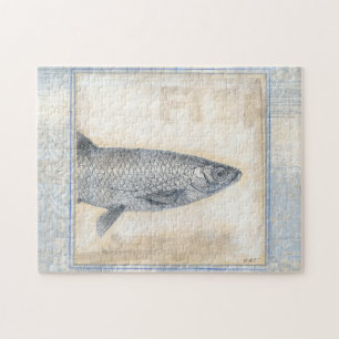 Puzzle Poisson gris sur Arrière - plan beige