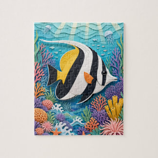 Puzzle Poisson Idole Mauresque en Papier Découpé Récif de