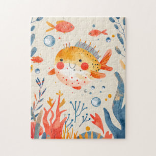 Puzzle Poisson-lune drôle près d'un récif vibrant