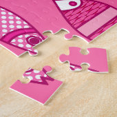 Puzzle Poisson moderne rétro, Fuchsia et rose clair (Côté)