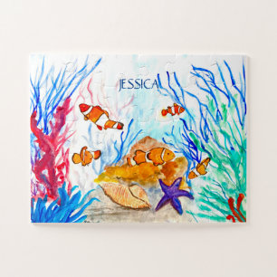 Puzzle Poisson Orange Océan Sous la mer Pour les enfants 