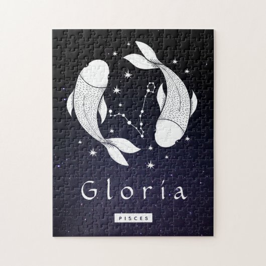 Puzzle Poissons Céleste et Horoscope Cosmique Nom du sign (Vertical)