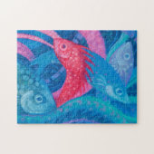 Puzzle Poissons Roses Algues Mer Animaux Sous-marins Art (Horizontal)
